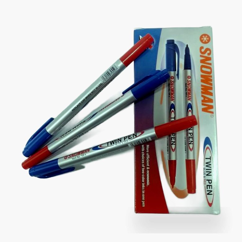 Twin Pen Snowman Merah & Biru